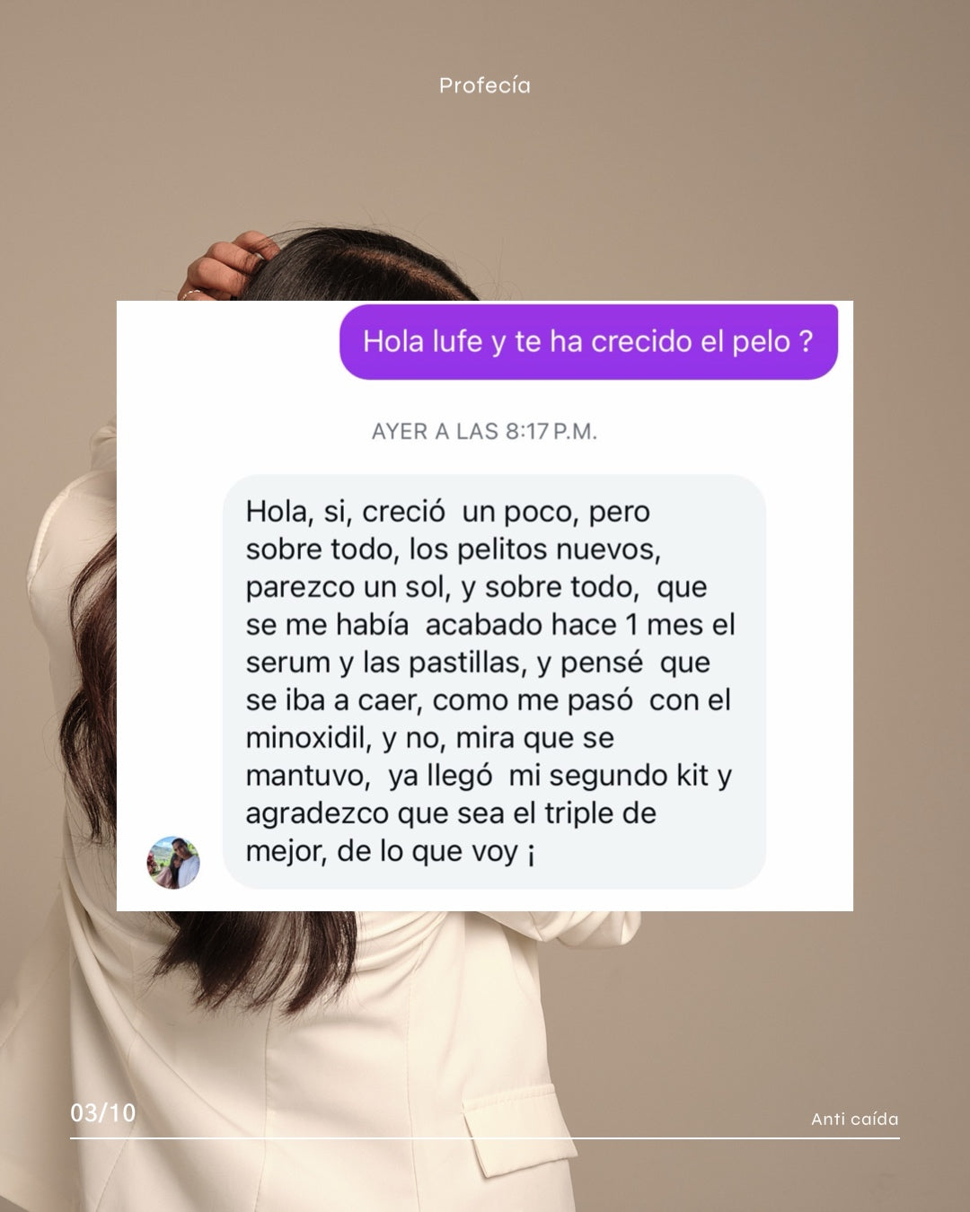 Pelo más grueso y fuerte con tratamiento capilar Profecía Roots