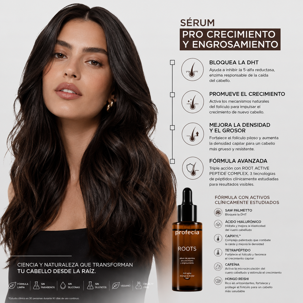Frasco sérum Roots Profecía alternativa natural al minoxidil